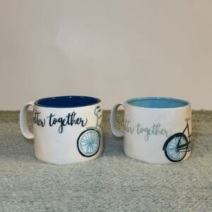 Anthropologie | Better Together Tandem Bicycle Coffee Mugs x2